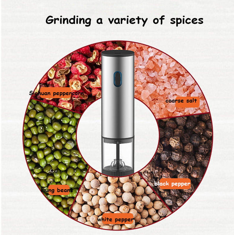 Stainless Steel Electric Salt and Pepper Grinder Set Salt Pepper Mill Automatic Electric Spice Grinder