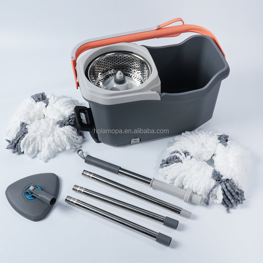Microfiber Floor Cleaning Spin Mop and Bucket with Wheels