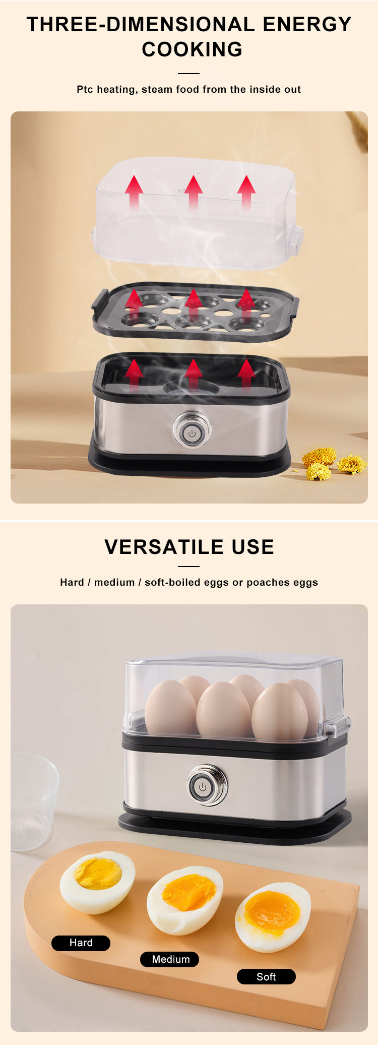 Portable Modern Electric Egg Boiler Six Eggs Steaming Cooker for Home