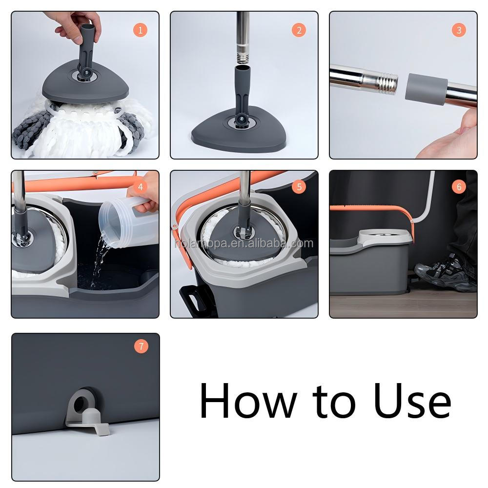 Microfiber Floor Cleaning Spin Mop and Bucket with Wheels