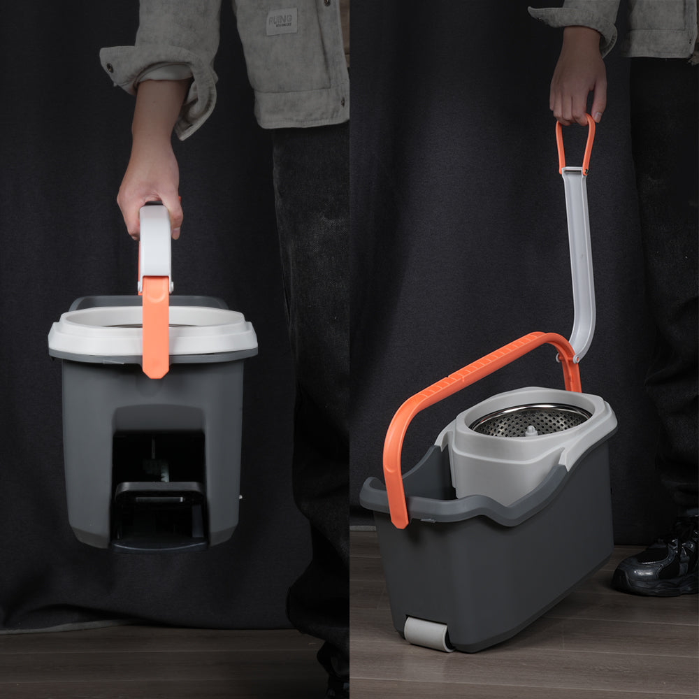 Microfiber Floor Cleaning Spin Mop and Bucket with Wheels