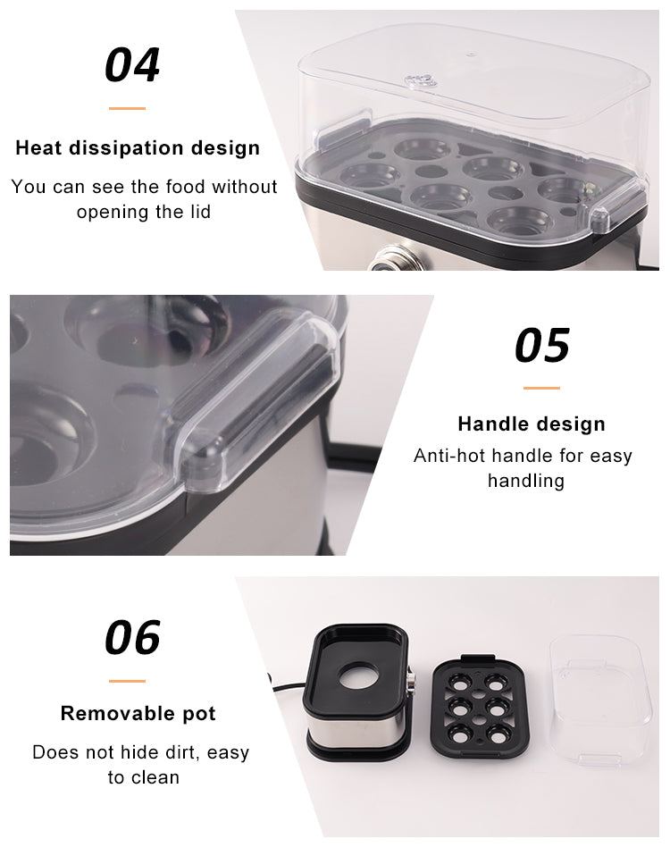 Portable Modern Electric Egg Boiler Six Eggs Steaming Cooker for Home