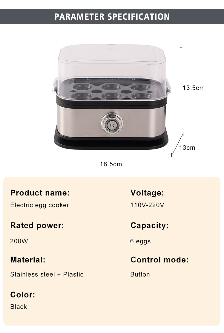 Portable Modern Electric Egg Boiler Six Eggs Steaming Cooker for Home